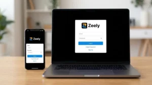 Zeely Login guide showing a user securely accessing their Zeely account through a modern web login screen